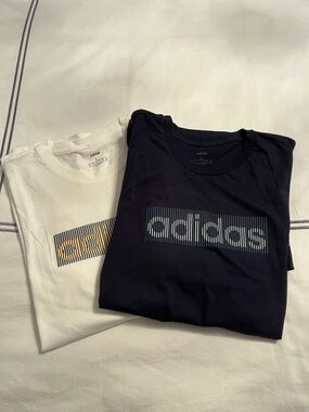 adidas Short Sleeve Logo Tee in Navy and White